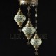 Lustre en mosaïque turque avec trois globes et ton vert