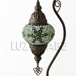 Lampara fruto del edén de mesa turca de mosaico con tono verde esmeralda