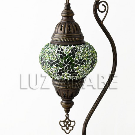 Lampe de table en mosaïque turque fruit d'Eden avec un ton vert émeraude