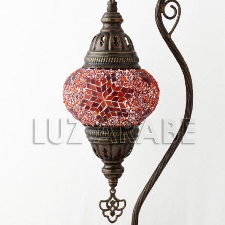 Lampe de table en mosaïque turque fruit d'Eden avec tons rouges